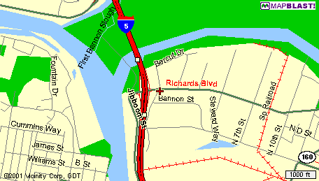 Lyons on Richards Blvd. close-in map